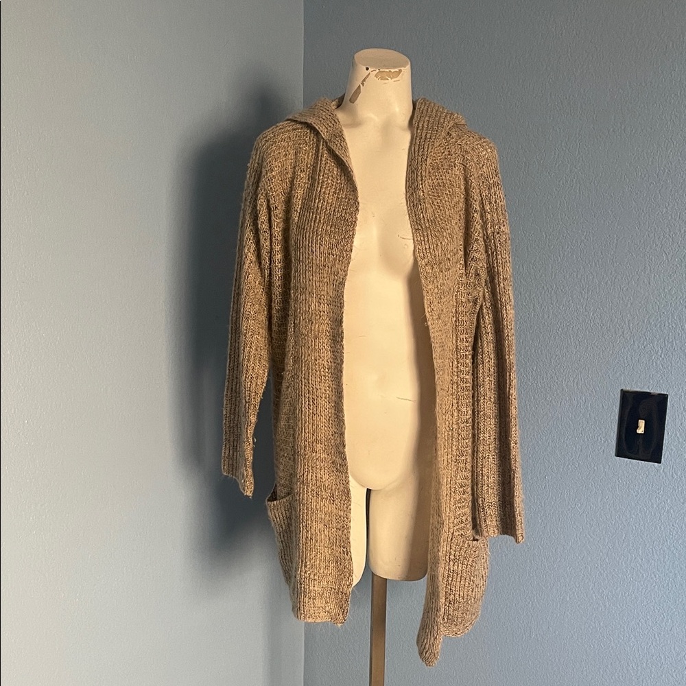 En Creme Beige Hooded Cardigan